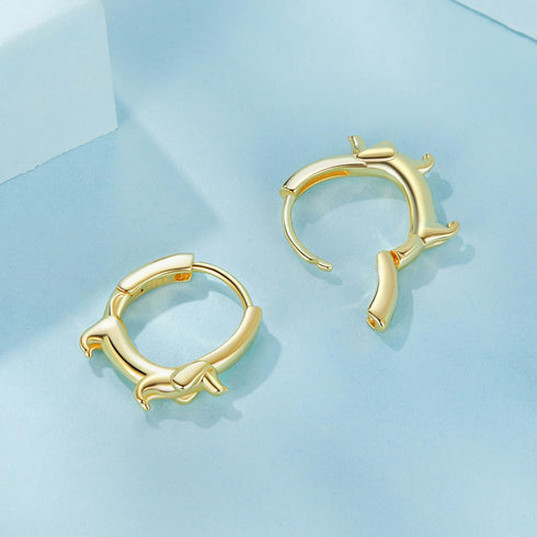 Gold Plated 925 Sterling Silver Dachshund Hoop Earrings for Women Cute Dachshund Silver Earrings Hypoallergenic Small Dog Huggie Earrings Dainty L...
