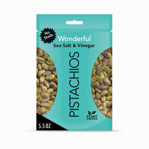 Wonderful Pistachios No Shells, Sea Salt & Vinegar Nuts, 5.5 Ounce Resealable Bag, Protein Snacks, Vegan Snacks, Healthy Snacks for Adults...