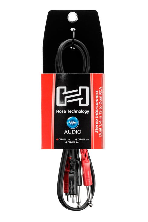 Hosa Stereo INTERCONNECT Cable, RCA 1/4" Male, Black, 3.3 Feet (HOS CPR201)...