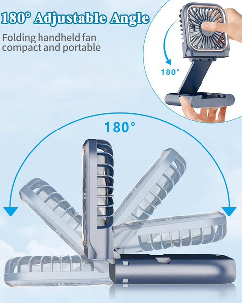 Portable Fan Rechargeable,Handheld Fan 4000mAh Battery Operated Fan with Digital Display,Hand Fans for Women Foldable Mini Pocket Fan,Foldaway Han...