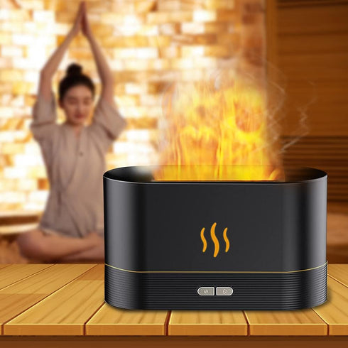 Flame Aroma Diffuser with Flame Light, Mist Humidifier Aromatherapy Diffuser with Waterless Auto-Off Protection for Spa Home Yoga Office Bedroom (...