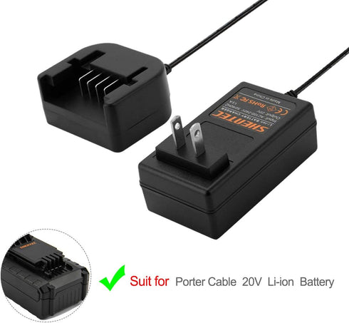 Shentec 20V Li-ion Charger - Compatible with Porter Cable & Black & Decker 20V Batteries...