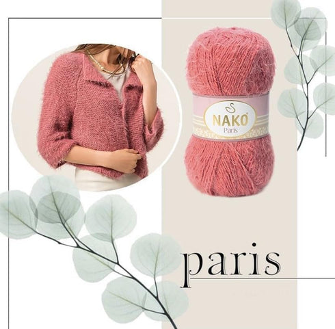 Generic Nako Paris Yarn Set of 2 Balls, Total 536 Yards Soft Fluffy Turkish Yarn, Shawl Hat Scarf Yarn, Crochet and Knitting Thread, Cardigan Yarn...