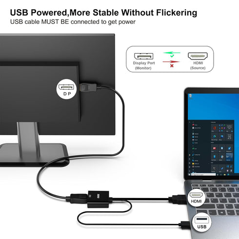BENFEI HDMI to DisplayPort, Uni-Directional HDMI (Source) to DisplayPort (Display) Adapter 4K@60Hz/2K@144Hz/1080P@165Hz Compatible with Laptop, Xb...