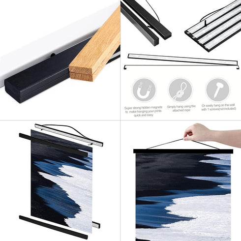 Ywlake Magnetic Poster Hanger, 29x20 29x24 29x21 Poster Frame Wood Wooden Magnet Print Posters Dowel Scroll Hanger Hangers Hanging Kit for Walls M...