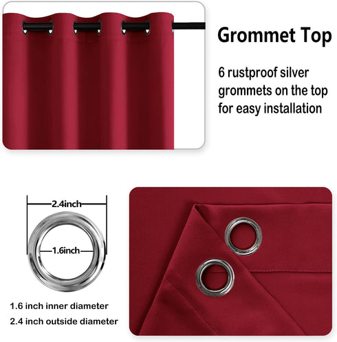 DWCN Blackout Short Curtains with Tiebacks - Thermal Insulated Privacy Protection Grommet Window Curtains for Living Room Bedroom, 38 x 45 inch Le...