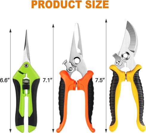 Garden Pruning Shears,3 Pack Stainless Steel Pruning Shears for Gardening,Garden Scissors Set with Storage Bag,Garden Clippers Handheld,Garden Too...