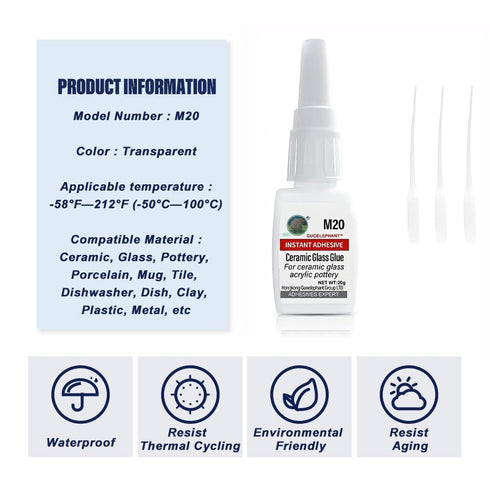 Heavy Duty Ceramic Glue, Glue for Glass, Instantly Strong Adhesive for bonding Ceramic, Glass, Pottery, Porcelain, Tile, Mug, Metal, Leather, Plas...