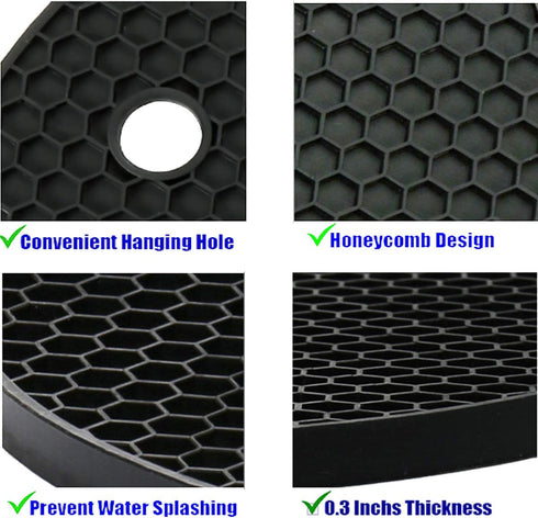5 Pack Silicone Pot Holder Trivet Mats, Heatproof Trivets for Hot Dishes, Nonslip Insulation Honeycomb Rubber Hot Pads for Countertop, Extra Thick...