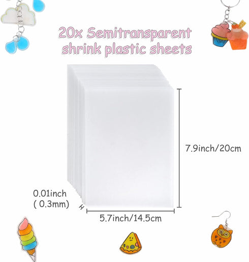 Auihiay 20 Pieces Sanded Shrink Plastic Sheets, Shrink Films Papers, Kids Creative Crafts and Mothers Day Gifts for Mom, 7.9 X 5.7 inch / 20 X 14....