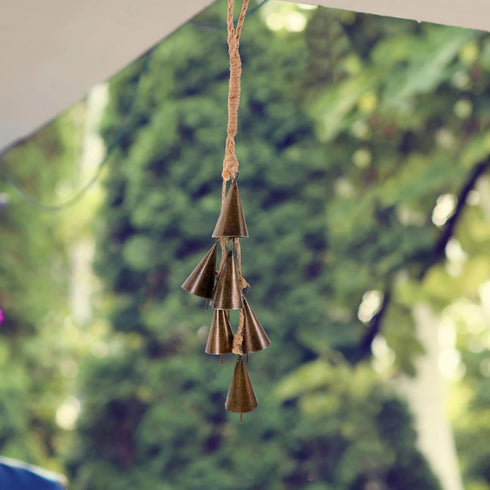 GANAZONO Outdoor Decor Witch Bells Door Knob Hanger Wind Chimes Hanging Bells with Rope Wreath Handmade Handicrafts Rustic Witchcraft Supplies for...
