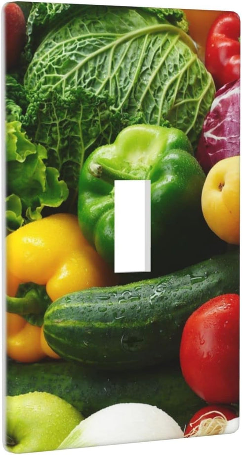 Kitchen Vegetables Single Light Switch Cover Decorative Wall Plates 1 Gang Toggle Switch Plate Covers for Home Dining Room Bedroom,4.50 x 2.76 Inc...