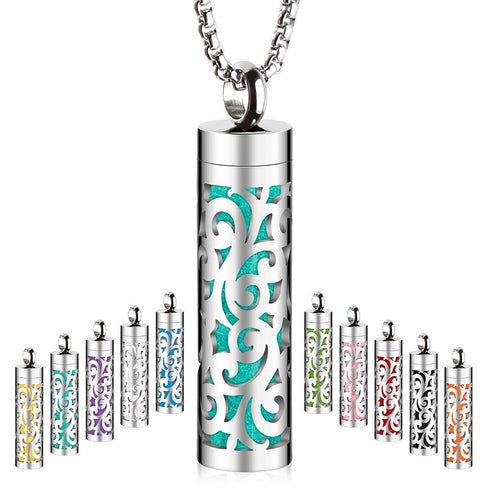 Essential Oil Necklace for Women, 316L Stainless Steel Aromatherapy Pendant Diffuser Necklace, Essential Oil Jewelry Gift for Men Women, Christmas...