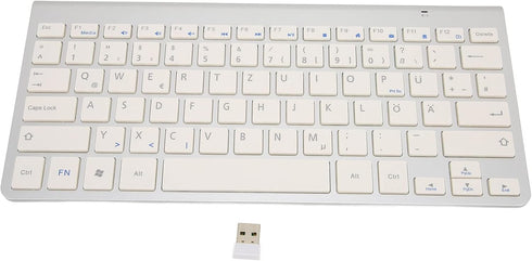 ASHATA & German & English Bilingual Language Keyboard 2.4G Cordless Keyboard for Desktop Laptop Tablet, Plug and Play...