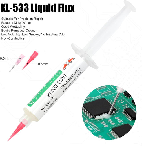 No Clean Soldering Flux Paste & Solder Wick,10ML Solder Flux (2 Piece),1500MM Solder Wick Braid With Flux (1 Piece) 0.08 Inch Desoldering Wick...