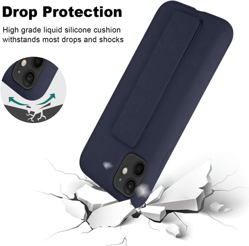 LAUDTEC Silicone Kickstand Case Compatible with iPhone 11, Vertical and Horizontal Stand Hand Strap Metal Kickstand Cover, Flexible Soft Liquid Si...