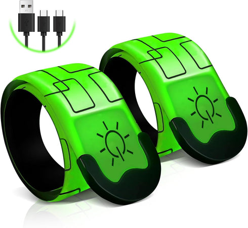 2 PCS LED Armband Rechargeable for Running Walking Cycling, 2024 Version Light Up Armbands for Runners, Running Lights, High Visibility Reflective...