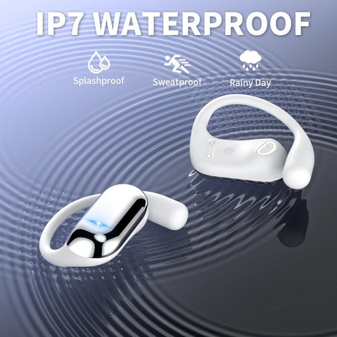 JIECAN Open Ear Headphones Bluetooth V5.3 Wireless Earbuds with Earhooks with Digital Display Charging Case, Conduction Headphones with Mic Waterp...