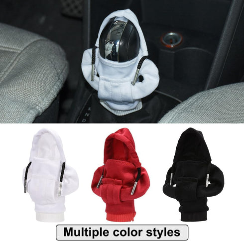 Car Gear Shift Knob Cover Funny Gear Shift Hoodie Universal Knob Cover Car Shifter Protector Decoration Automotive Interior Accessories, White...