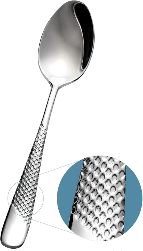 Xideman® Premium 6 Piece Dinner Spoon with Hammered, 18/10 Stainless Steel Fine Soup Spoon, 7.95" Tablespoons for Home, Kitchen or Restaurant, Mir...
