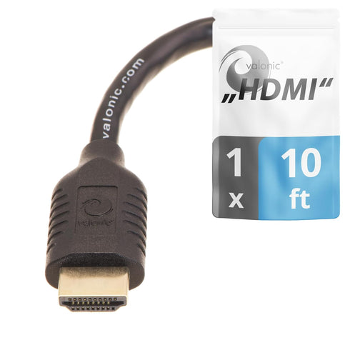 valonic HDMI Cable - 10 ft, 4k, Full HD, ARC, high Speed, Ultra HD, ethernet - for TV, PS4, Xbox, 30 AWG, Black...