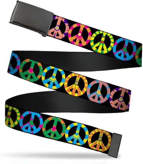 Buckle-Down Men's Web Belt Peace, Multicolor, 1.5" Wide-Fits up to 42" Pant Size...