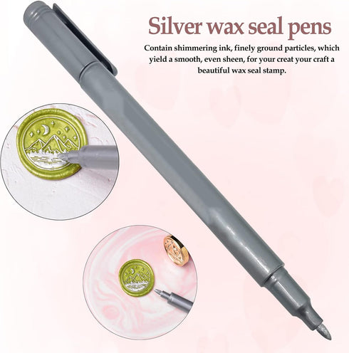 4pcs Metallic Pen Wax Seal Pen Kit,for Wedding Invitation Envelope Seal Stamp Decor(Slive/Gold)...