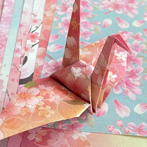 Origami 6x6 Paper Kit 50 Sheets 12 Vivid Colors Double Sided Printed Traditional Patterns Square for Arts Crafts Projects, Japanese Sakuras Flower...