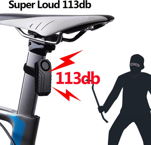 Upgraded Bike Alarm Waterproof with Remote, Electric Bicycle Door Burglar Alarm,eBike Anti Theft 113dB Loud, Adjustable Sensitivity, Scooter Acces...