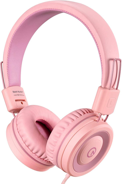 noot products Kids Headphones K11 Foldable Stereo Tangle-Free 5ft Long Cord 3.5mm Jack Plug in Wired On-Ear Headset for iPad/Girls/Boys/School/Lap...