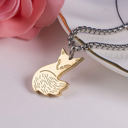 Couple Fox Necklace - Stainless Steel Fox Couples Necklaces Jewelry Gift for Valentine's Day...