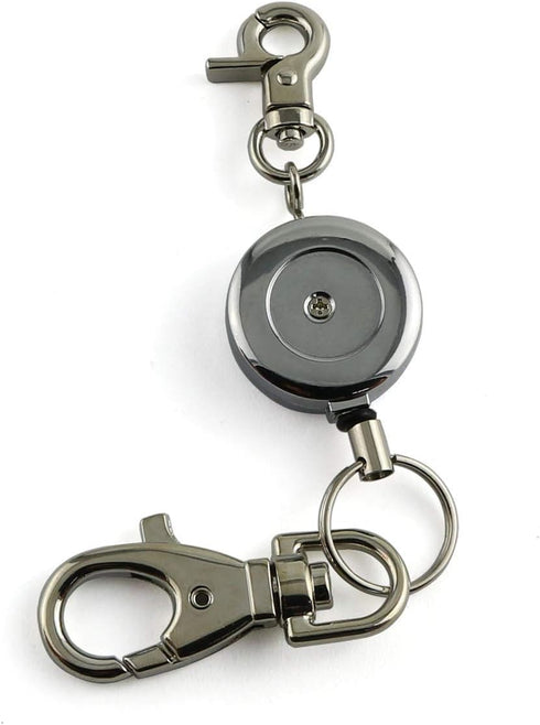 1PCS Retractable Key Chain with Hook Zinc Alloy High Resilient Anti-lose Stretch Key Ring Holder Tool Telescopic Rope Black...