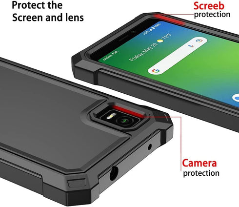 for ATT Calypso 3 case, with Tempered Glass Screen Protector 360 Full-Body Soft TPU Bumper Shockproof Silicone Protective Phone Cover Case for AT&...