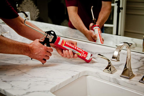 Red Devil 0887 Kitchen & Bath Low Odor 100% Silicone Sealant, A Water-Resistant Adhesive For Creating A Protective Barrier Against Moisture, 10.1 ...
