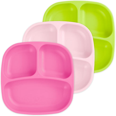 Re-Play Toddler Plates with Dividers - Deep-Walled 3 Compartments Divided Plates for Kids - Dishwasher & Microwave Safe - Made in USA - Set of 3-7...