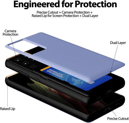 GOOSPERY for Galaxy S21 Ultra 6.8"(2021) Card Holder Wallet Case, Easy Magnetic Door Closure Protective Dual Layer Bumper Sturdy Phone Back Cover ...