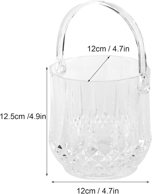 Zerodis Plastic Ice Bucket, Household 1.8L Transparent Acrylic Ice Bucket with Carry Handle Champagne Wine Beer Drinks Cooler for Families Parties...