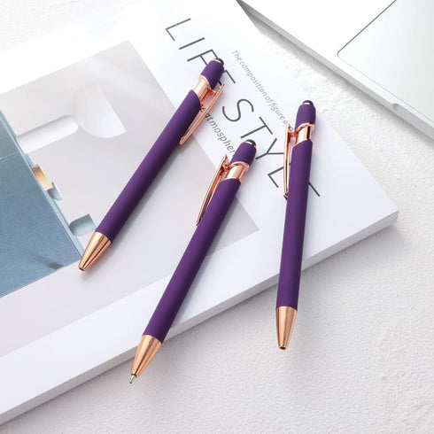 12 PCS 2 in 1 Stylus Ballpoint Pens Pen with Stylus Tips, 1.0 mm Black Ink Metal Pen Stylus Pens for Touch Screens,12 Pens and 12 Refills(Rose gol...