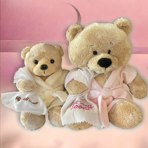 Get Well Soon Bear in Cream Robe with Blanket Soft Plush Bear Get Well Soon Gifts for Women, Men, Kids, Girls and Boys Feel Better Gifts...