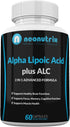 Alpha Lipoic Acid Plus Acetyl L-Carnitine Antioxidant Supplement ALA ALC for Healthy Brain Function & Muscle Strength, Focus, Memory & Cognitive F...