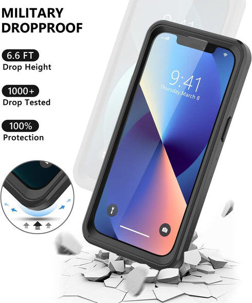 for iPhone 13 Pro Max Waterproof Case with Screen Protector Full Body Protector Shockproof Dustproof Dirtproof Heavy Duty IP68 Waterproof Case for...