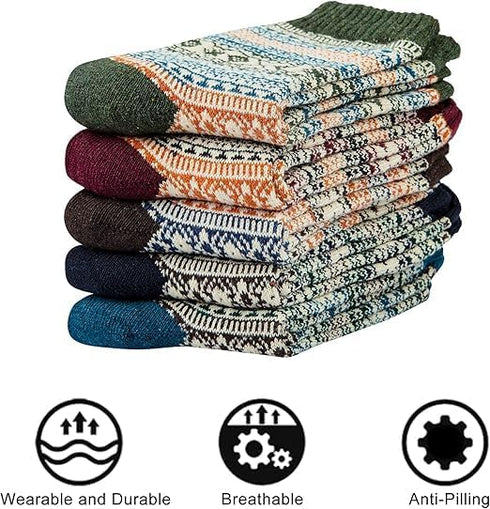 Loritta Womens Wool Socks Winter Warm Thick Knit Soft Vintage Casual Crew Hiking Boot Socks Gifts...