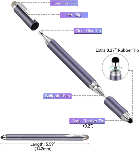 Universal Stylus Pens, Honiha High Precise Disc Stylus Pens for Touch Screens 4 in 1 Touch Screen Pen Capacitive Stylus Compatible with iPad, iPho...