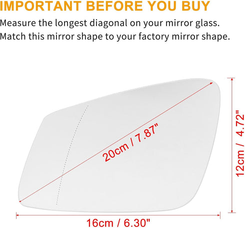 X AUTOHAUX Car Rearview Mirror Glass Replacement Left Driver Side Power Heated with Backing Plate for BMW F10 528i 550i 535i XDrive 2009-2017...