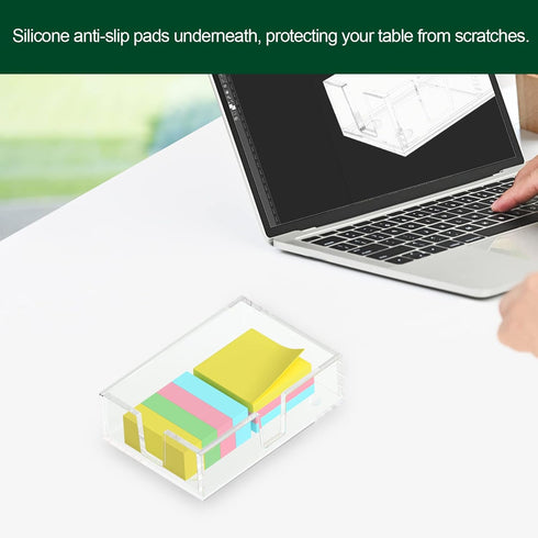 Acrylic Sticky Note Holder, Self-Stick Note Pad Holder W/O Pads - Note Dispenser Memo Pad Holder Desk Organizer for School Office Home (4''x6'' Cl...