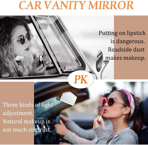Car Sun Visor Vanity Mirror, Rechargeable with 3 Light Modes & 60 LEDs for Rear View, Universal for Truck SUV...