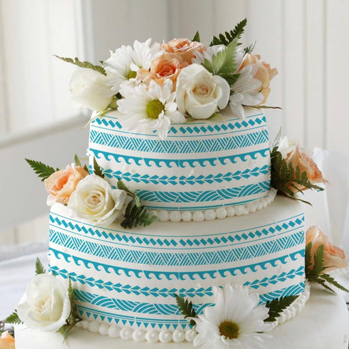 FINGERINSPIRE Samoan Geometric Border Painting Stencil 8.3x11.7inch Large Geometric Patterns Drawing Template Reusable Rectangle Triangle Wave Pat...