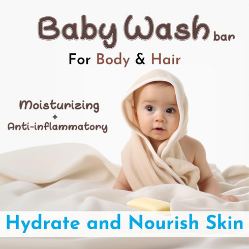 Baby wash and Shampoo | Organic Baby Soap Bar | HYPOALLERGENIC Baby Bath Soap Sensitive Skin | Shea Butter & Coconut Oil | Fragrance Free | Plasti...