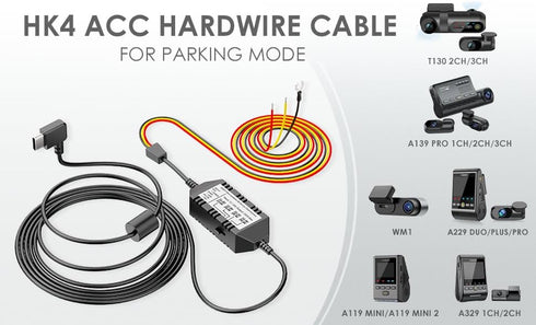 VIOFO HK4 Acc Hardwire Cable, USB-C Hard Wire Cable for A329 series/A229 series/A119Mini2/A139Pro/WM1/T130 Dash Cam, Low Voltage Protection for Pa...