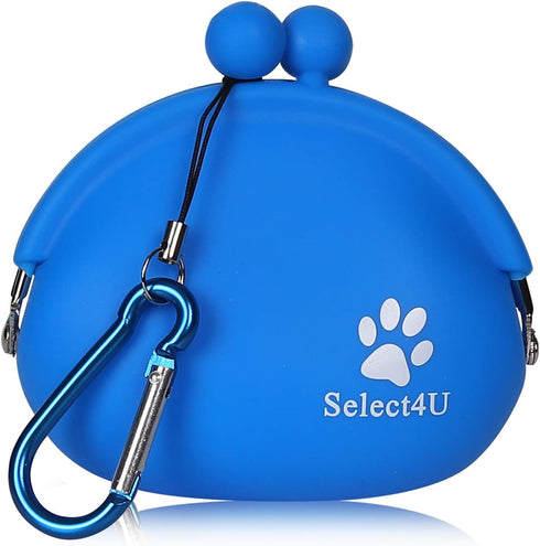 Silicone Dog Treat Pouch with Waist Carebiner, Small Treat Pouch for Pet Training, Cute Portable Treat Bag Container for Leash Darkblue, Best Gift...